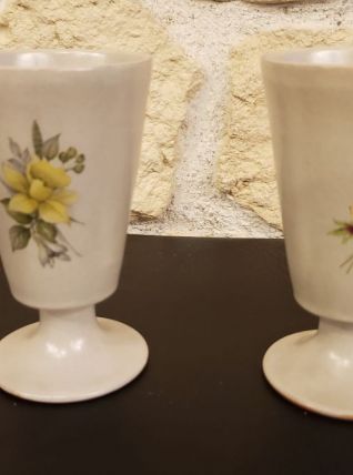 Paire de mazagrans fleuris Vallauris