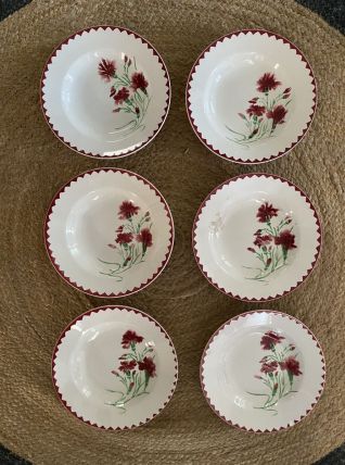 6 assiettes creuses Sarreguemines Digoin modele oeillet.