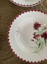 6 assiettes creuses Sarreguemines Digoin modele oeillet.