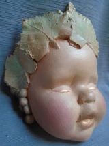 Masque enfant feuilles de vignes terre cuite peinte