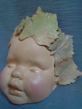 Masque enfant feuilles de vignes terre cuite peinte