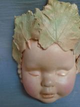 Masque enfant feuilles de vignes terre cuite peinte