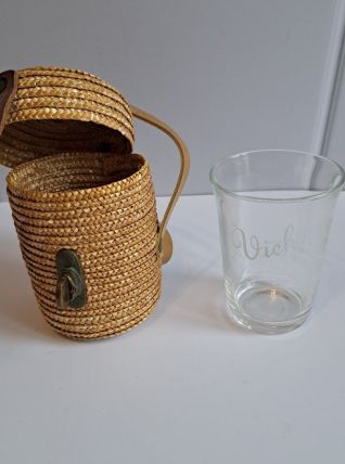 Verre de cure VICHY et panier osier
