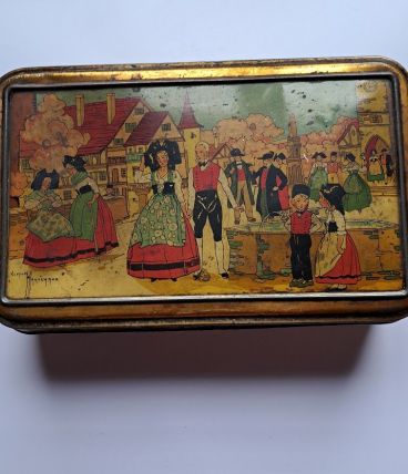 Boîte en tôle publicitaire biscuits d'Alsace