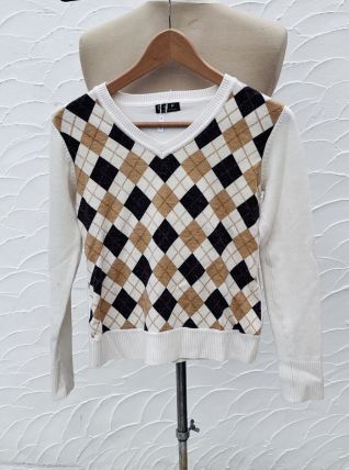 Pull femme à damiers