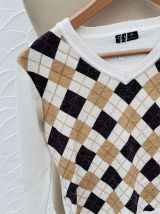 Pull femme à damiers