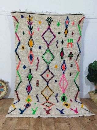 Tapis Berbère Fait Main Multicolore En Laine