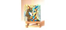 Peinture acrylique chat  égyptien stylisé,  directe artiiste