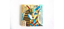 Peinture acrylique chat  égyptien stylisé,  directe artiiste