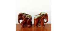 Paire de vases éléphants en céramique vintage 