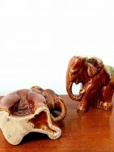 Paire de vases éléphants en céramique vintage 