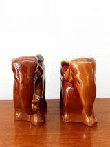 Paire de vases éléphants en céramique vintage 