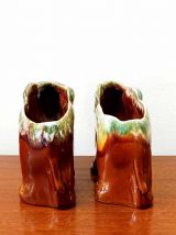 Paire de vases éléphants en céramique vintage 