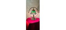 lampe bronze et laiton abat jour verre style tiffany 38x32  