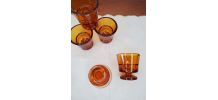 6 verres à liqueur, ou coquetiers, en verre ambré, DURALEX