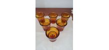 6 verres à liqueur, ou coquetiers, en verre ambré, DURALEX