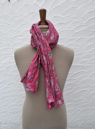 Echarpe rose floral vintage