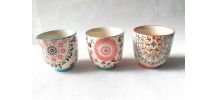 Lot de 3 tasses à café, décor fleuri "Table passion". 