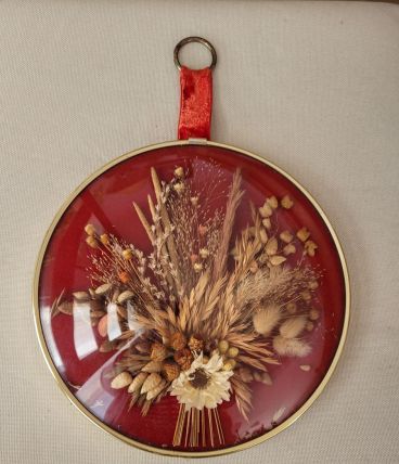 Cadre rond vintage fleurs séchées
