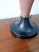 Grande lampe terre-cuite et abat-jour tribal vintage 