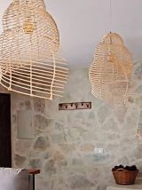 Lustre coquillage bambou rotin 