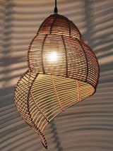 Lustre coquillage bambou rotin 