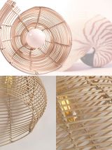 Lustre coquillage bambou rotin 