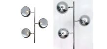 Lampe design vintage Eyeball chromé pied tulipe - 3 globes
