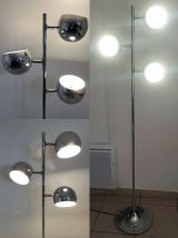 Lampe design vintage Eyeball chromé pied tulipe - 3 globes