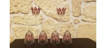 Lot de 6 verres à pied vintage Arlequin rouge 