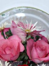 Fleurs naturelles sous verre cylindre - Décoration florale 