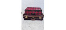 Duo de valises déco Ecossais vintage