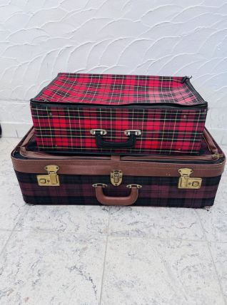 Duo de valises déco Ecossais vintage
