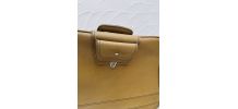 Valise en skaï beige vintage