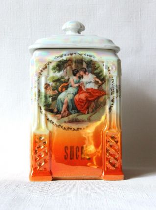 Grande boîte à sucre vintage - Boîte porcelaine romantique