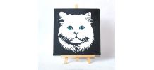 Peinture originale  chat blanc - Pop art, street art