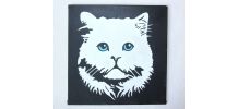 Peinture originale  chat blanc - Pop art, street art