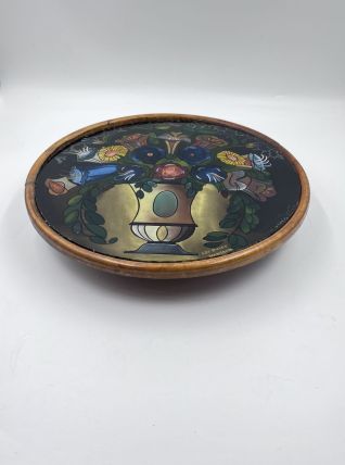 Plateau à tarte verre peint art déco