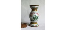 Vase en grès bois Keraluc Quimper. Beau décor fleuri. 