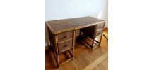 Grand bureau rotin et cannage style Maugrion 1970 
