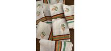 Serviettes de table vintage en orange et vert.
