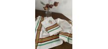 Serviettes de table vintage en orange et vert.