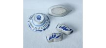 Miniatures vintages sabots et assiette de Delft Hollande. 