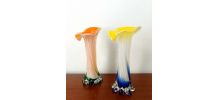 Paire de vases colorés Murano vintage
