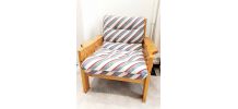 Fauteuil scandinave en pin massif 1970 