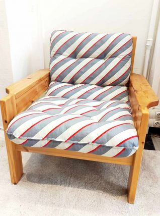 Fauteuil scandinave en pin massif 1970 