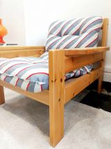 Fauteuil scandinave en pin massif 1970 