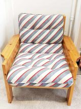 Fauteuil scandinave en pin massif 1970 