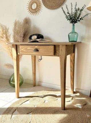 Léonie, table d'appoint ou bureau bois brut