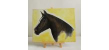 Portrait cheval pur sang sur carton entoilé. Fait main